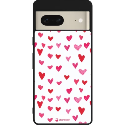 Google Pixel 7 Case Hülle - Silikon schwarz Valentine 2022 Many pink hearts