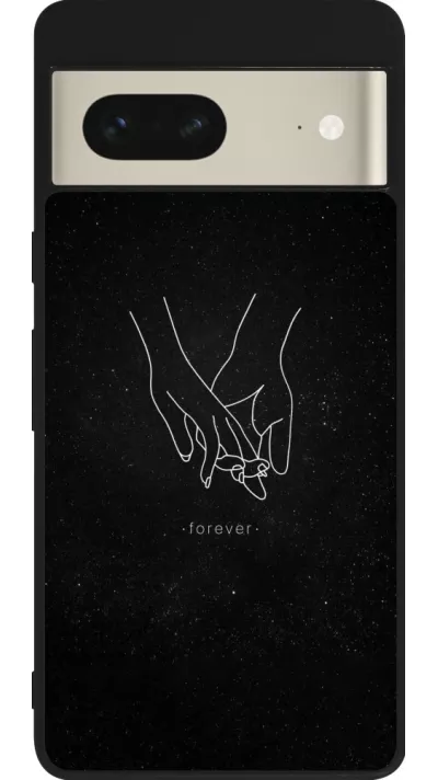 Google Pixel 7 Case Hülle - Silikon schwarz Valentine 2023 hands forever