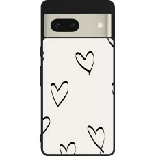Google Pixel 7 Case Hülle - Silikon schwarz Valentine 2023 minimalist hearts