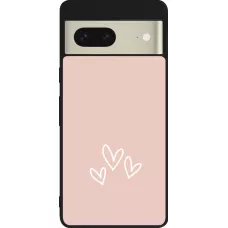 Google Pixel 7 Case Hülle - Silikon schwarz Valentine 2023 three minimalist hearts