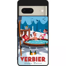Coque Google Pixel 7 - Silicone rigide noir Verbier Mountain Jacuzzi