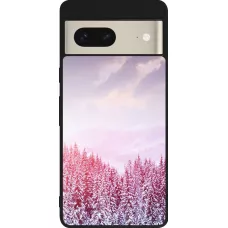 Google Pixel 7 Case Hülle - Silikon schwarz Winter 22 Pink Forest