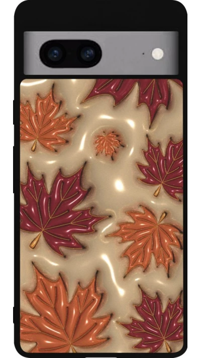 Coque Google Pixel 7a - Silicone rigide noir Autumn 26 3D leaves