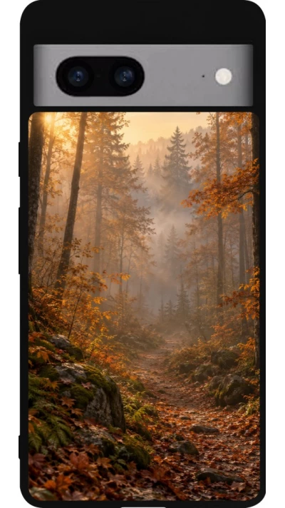 Coque Google Pixel 7a - Silicone rigide noir Autumn 26 Autumn walk