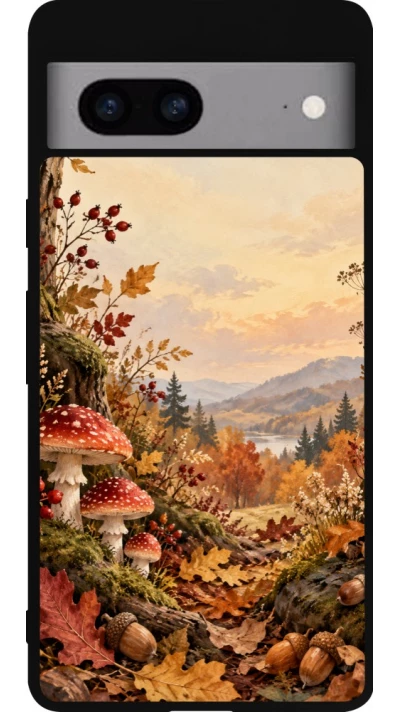 Coque Google Pixel 7a - Silicone rigide noir Autumn 26 Illustrated Autumn