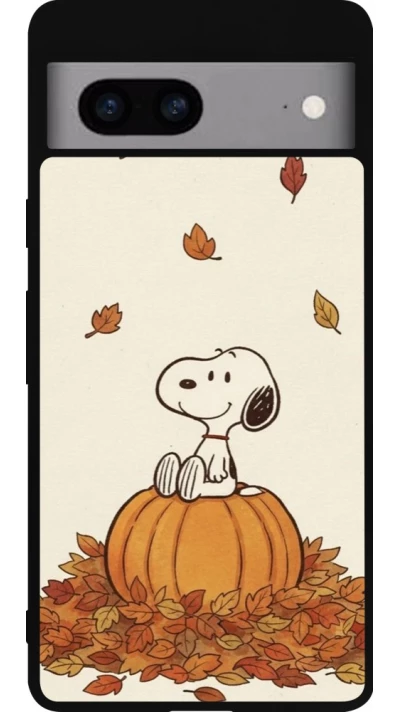 Coque Google Pixel 7a - Silicone rigide noir Autumn 26 Snoopy autumn