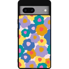 Google Pixel 7a Case Hülle - Silikon schwarz Easter 2024 flower power