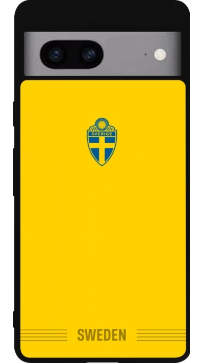 Google Pixel 7a Case Hülle - Silikon schwarz Schweden 2026 personalisierbares Fussballtrikot