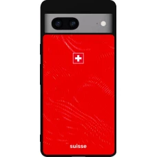 Coque Google Pixel 7a - Silicone rigide noir Maillot de football Suisse 2026 personnalisable