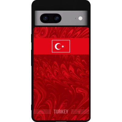 Google Pixel 7a Case Hülle - Silikon schwarz Türkei 2026 personalisierbares Fussballtrikot