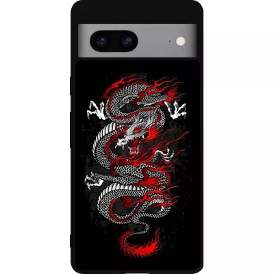 Google Pixel 7a Case Hülle - Silikon schwarz Japanese style Dragon Tattoo Red Black