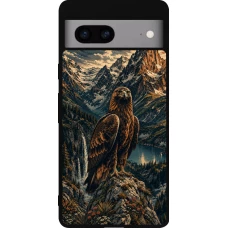 Google Pixel 7a Case Hülle - Silikon schwarz Linocut Steinadler