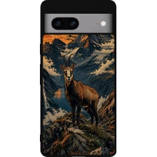 Google Pixel 7a Case Hülle - Silikon schwarz Linocut Gämse