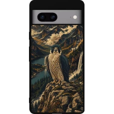 Coque Google Pixel 7a - Silicone rigide noir Linocut Faucun pèlerin