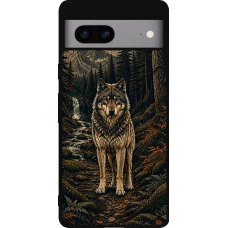 Google Pixel 7a Case Hülle - Silikon schwarz Linocut Wold