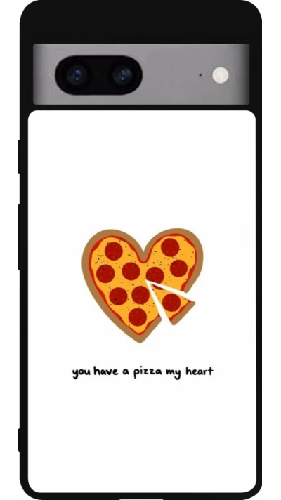 Google Pixel 7a Case Hülle - Silikon schwarz Saint Valentines Day 26 You have my pizza heart