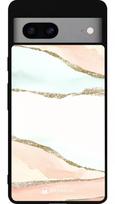 Google Pixel 7a Case Hülle - Silikon schwarz Shimmering Orange