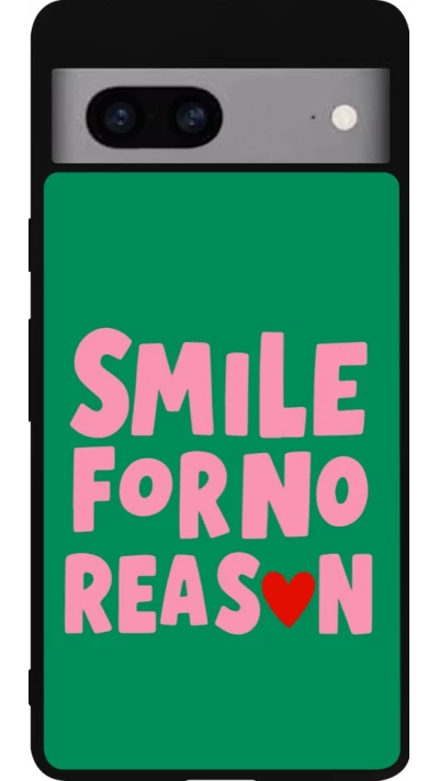 Coque Google Pixel 7a - Silicone rigide noir Smile for no reason 2026