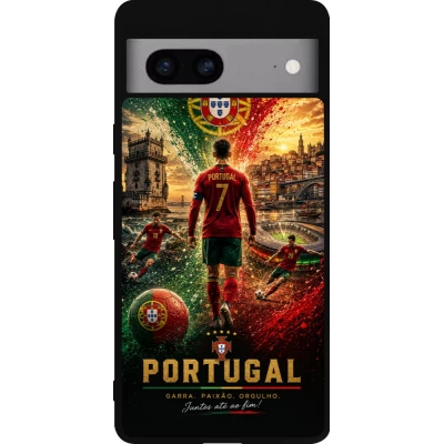 Google Pixel 7a Case Hülle - Silikon schwarz Fussball Portugal splash 2026