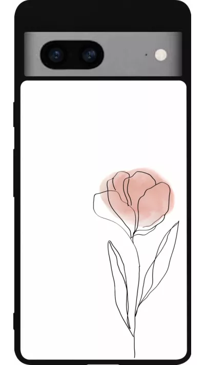 Coque Google Pixel 7a - Silicone rigide noir Spring 23 minimalist flower