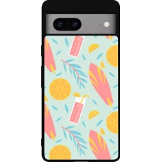 Google Pixel 7a Case Hülle - Silikon schwarz Summer 2025 Pattern citron