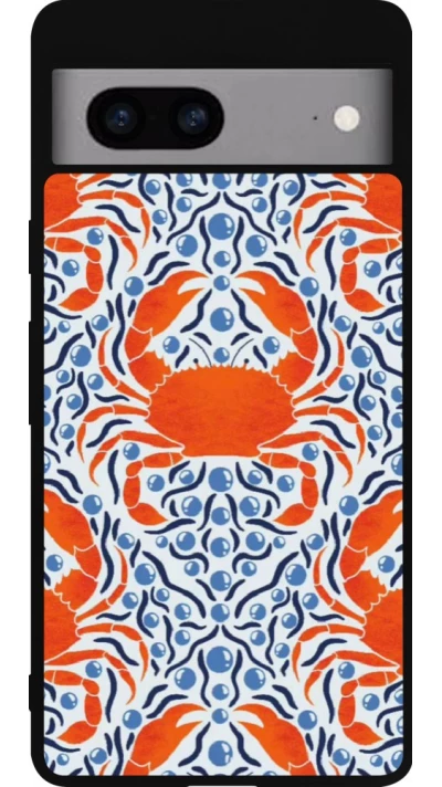 Coque Google Pixel 7a - Silicone rigide noir Crabs and pearls Summer 2026