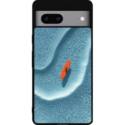 Google Pixel 7a Case Hülle - Silikon schwarz Orange surf Summer 2026
