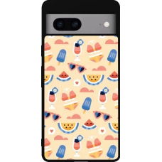Coque Google Pixel 7a - Silicone rigide noir Pattern Summer 2026