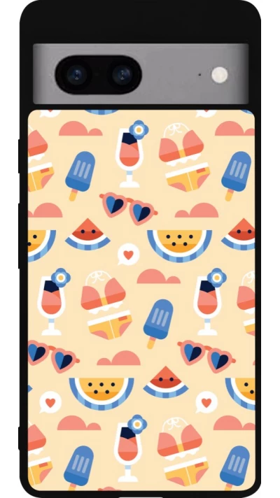 Coque Google Pixel 7a - Silicone rigide noir Pattern Summer 2026