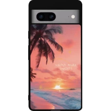 Coque Google Pixel 7a - Silicone rigide noir Watch more sunsets Summer 2026
