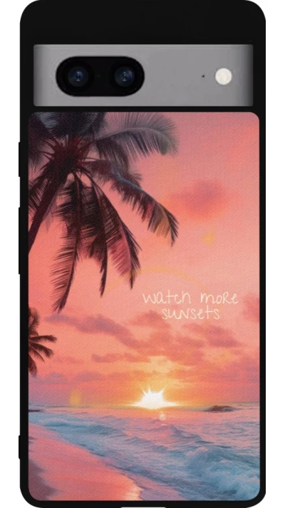Coque Google Pixel 7a - Silicone rigide noir Watch more sunsets Summer 2026