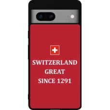 Coque Google Pixel 7a - Silicone rigide noir Switzerland Great Since 1291