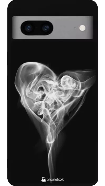 Coque Google Pixel 7a - Silicone rigide noir Valentine 2022 Black Smoke