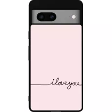 Coque Google Pixel 7a - Silicone rigide noir Valentine 2023 i love you writing