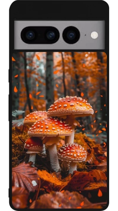 Coque Google Pixel 7 Pro - Silicone rigide noir Autumn 26 Mushrooms in the woods