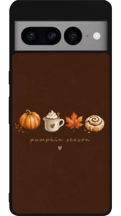 Coque Google Pixel 7 Pro - Silicone rigide noir Autumn 26 Pumpkin season