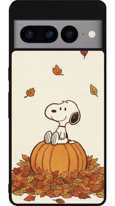 Coque Google Pixel 7 Pro - Silicone rigide noir Autumn 26 Snoopy autumn