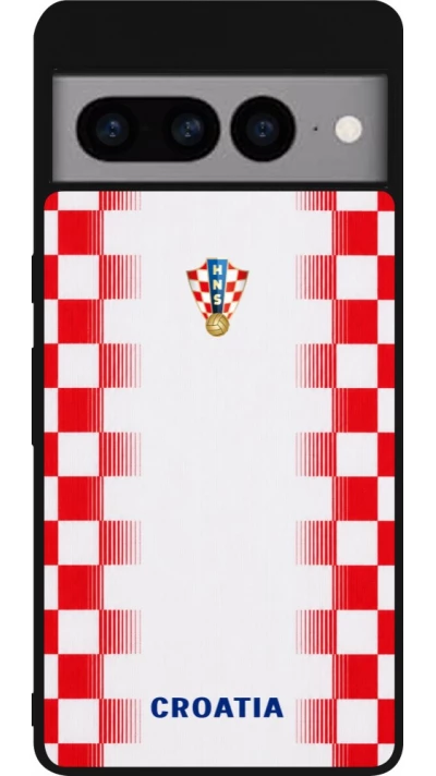 Google Pixel 7 Pro Case Hülle - Silikon schwarz Kroatien 2026 personalisierbares Fussballtrikot