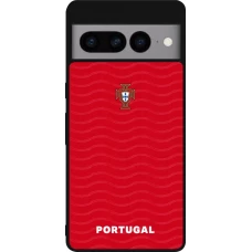 Coque Google Pixel 7 Pro - Silicone rigide noir Maillot de football Portugal 2026 personnalisable