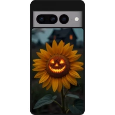 Coque Google Pixel 7 Pro - Silicone rigide noir Halloween 2026 Evil Sunflower