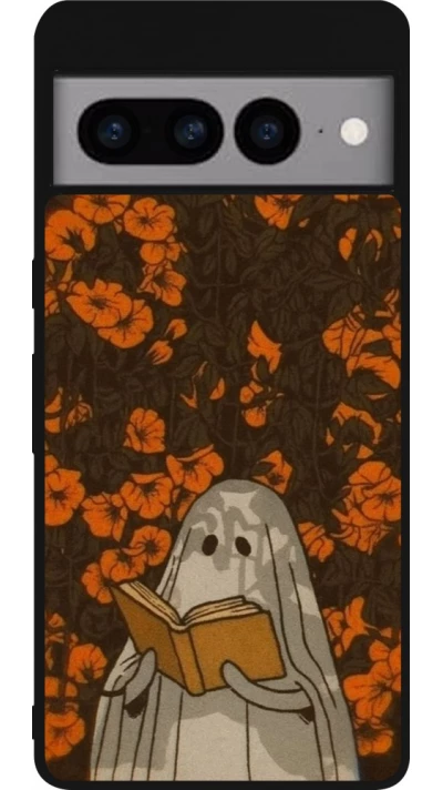 Coque Google Pixel 7 Pro - Silicone rigide noir Halloween 2026 Ghost reading