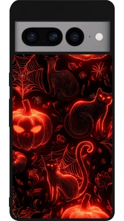 Coque Google Pixel 7 Pro - Silicone rigide noir Halloween 2026 Pattern Halloween