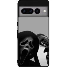 Coque Google Pixel 7 Pro - Silicone rigide noir Halloween 2026 Scream and Michael Myers