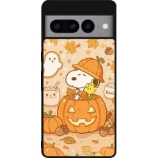 Coque Google Pixel 7 Pro - Silicone rigide noir Halloween 2026 Snoopy Halloween