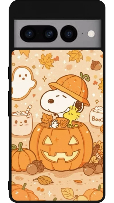 Coque Google Pixel 7 Pro - Silicone rigide noir Halloween 2026 Snoopy Halloween