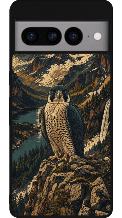 Coque Google Pixel 7 Pro - Silicone rigide noir Linocut Faucun pèlerin