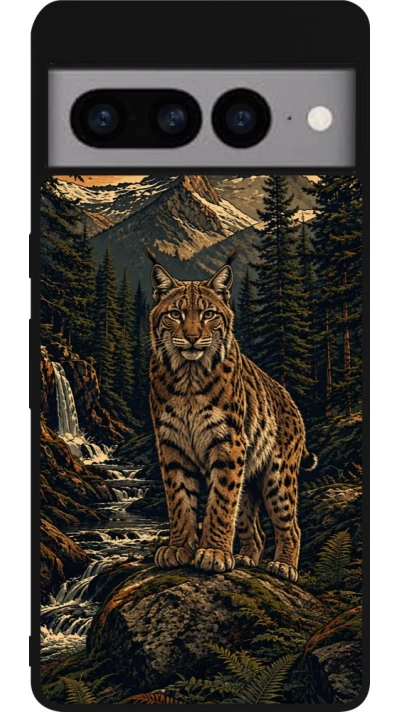 Coque Google Pixel 7 Pro - Silicone rigide noir Linocut Lynx