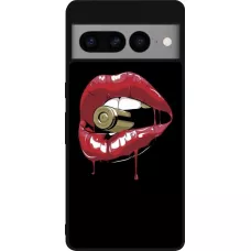 Google Pixel 7 Pro Case Hülle - Silikon schwarz Lips bullet