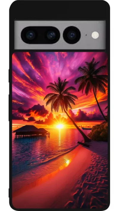 Google Pixel 7 Pro Case Hülle - Silikon schwarz Malediven Abenddämmerung Glückseligkeit