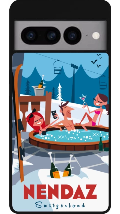 Google Pixel 7 Pro Case Hülle - Silikon schwarz Nendaz Mountain Jacuzzi